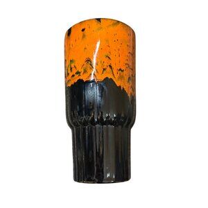 Vintage California Pottery Orange Black Lava Glaze Midcentury Ceramic Vase